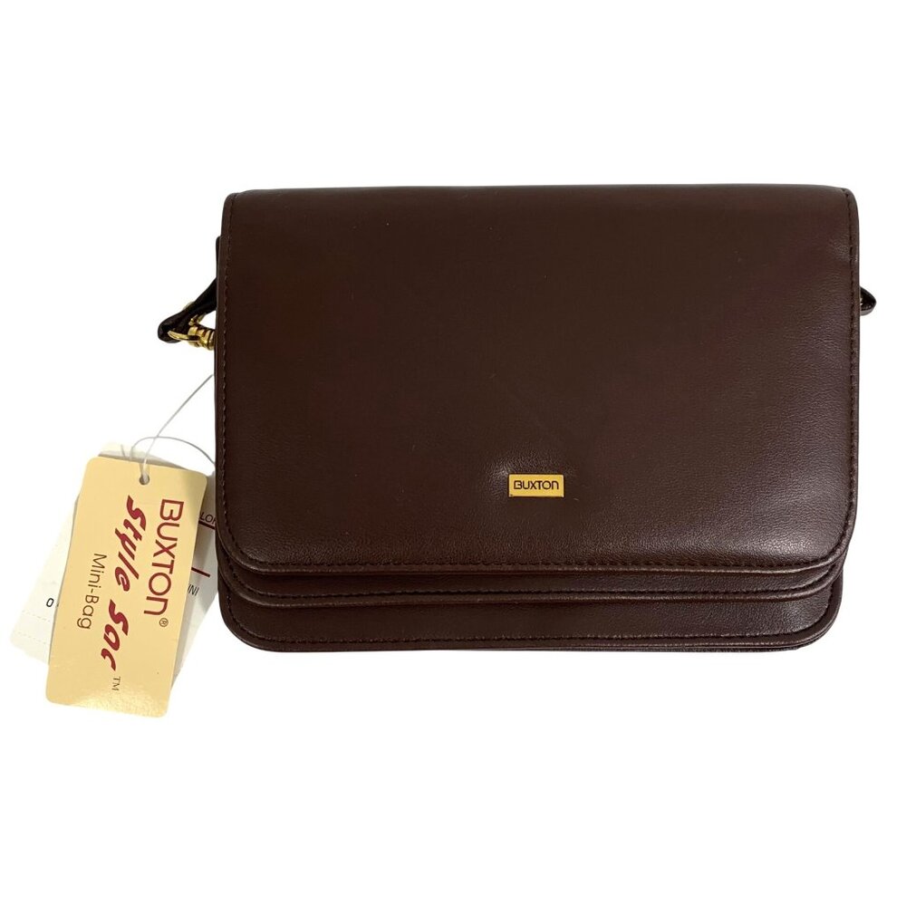 NWT Vintage BUXTON Style Sac Mini-Bag Brown Leather Wallet Clutch Purse Bag